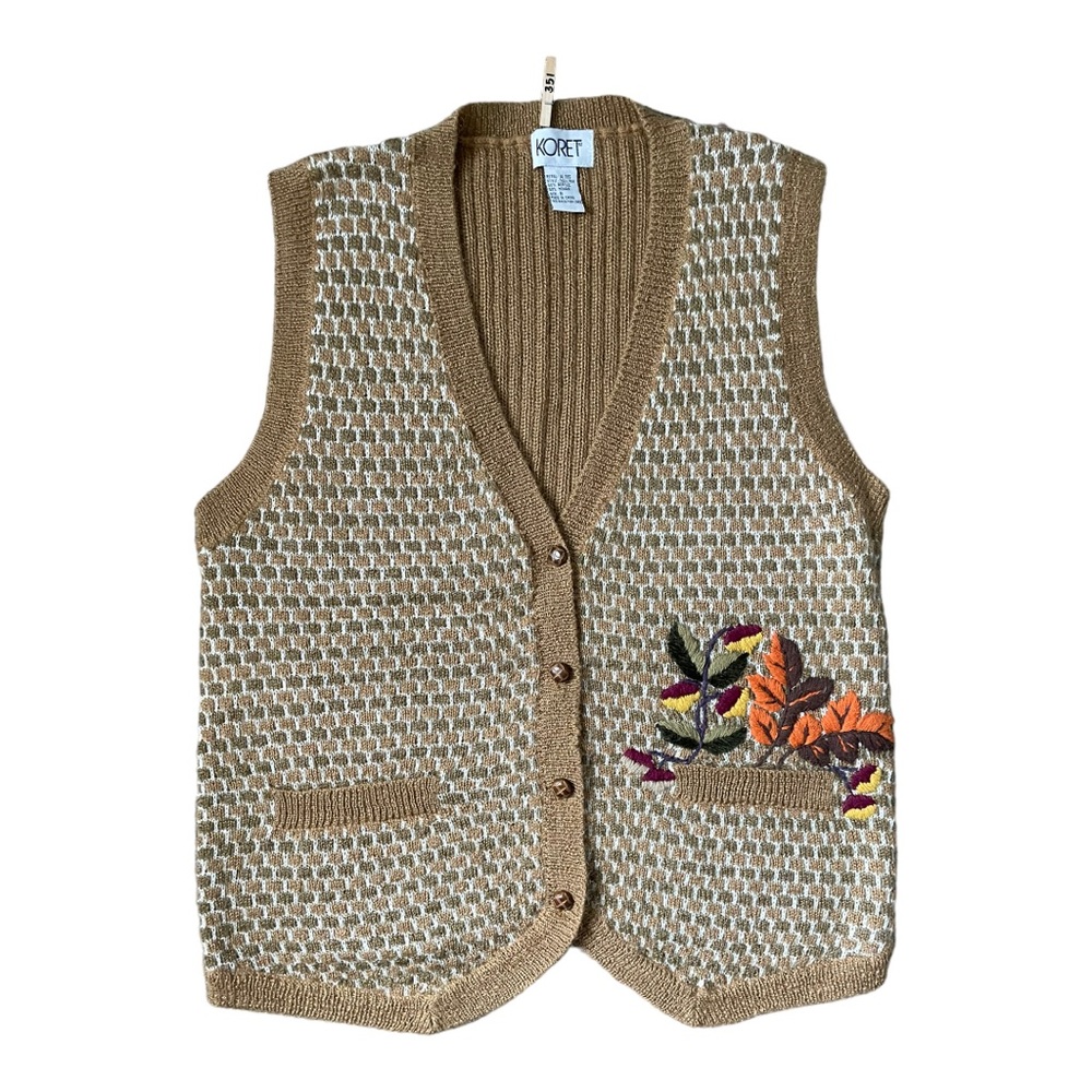 Vintage Koret Mohair Blend Knit Sweater Vest Button Front Size Small